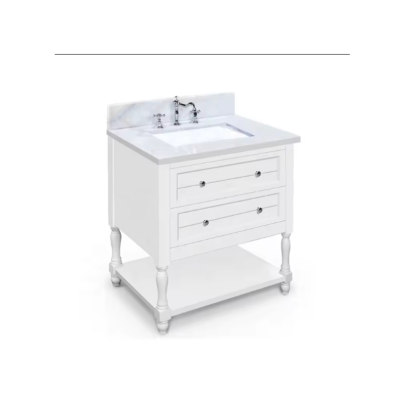 Supernalway Furniture Wholesale white 30 inch bathroom vanity cabinet set with single sink marble top